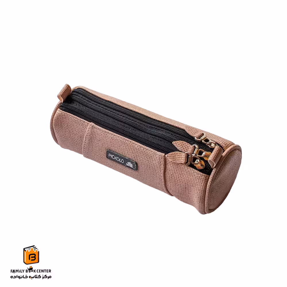 جامدادی سه زیپ چرمی گلبهی-مشکی پیکولو (Pickolo)