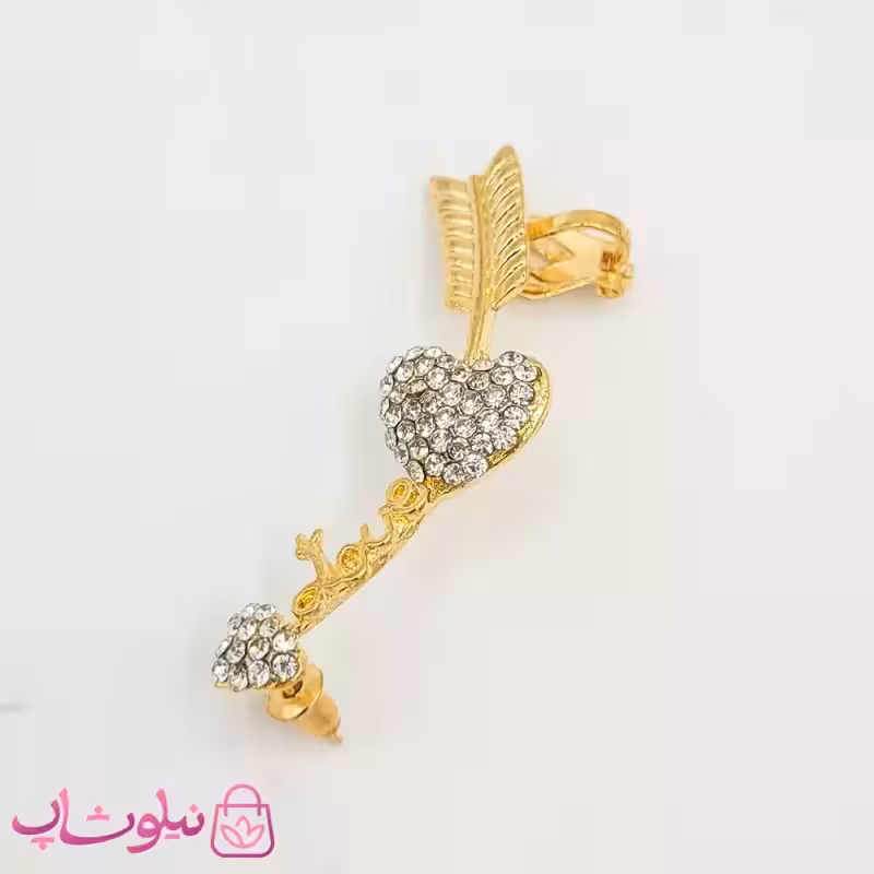 گوشواره لاله گوشی طرح تیر و قلب