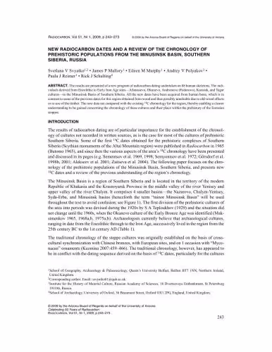 خرید و دانلود نسخه کامل کتاب E.M. New Radiocarbon Dates and a Review of the Chronology of Prehistoric Populations from the Minusinsk Basin, Southern Siberia, Russia