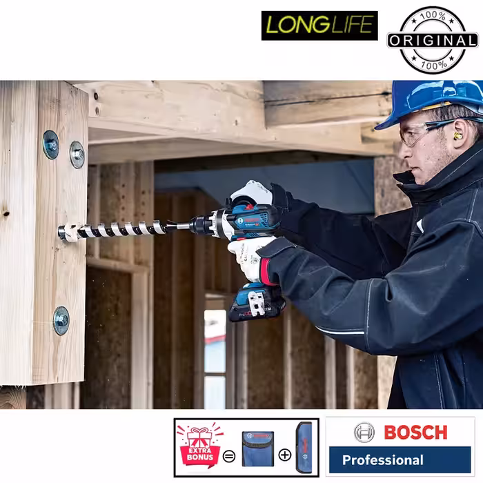 دریل پیچ گوشتی شارژی چکشی 13 میلی متری 18 ولت بوش مدل GSB 18V-110 C Extra