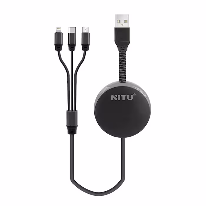 کابل 3کاره لایتنینگ و میکرو و تایپسی نیتو NITU NT-UC90 طول 1.2متر