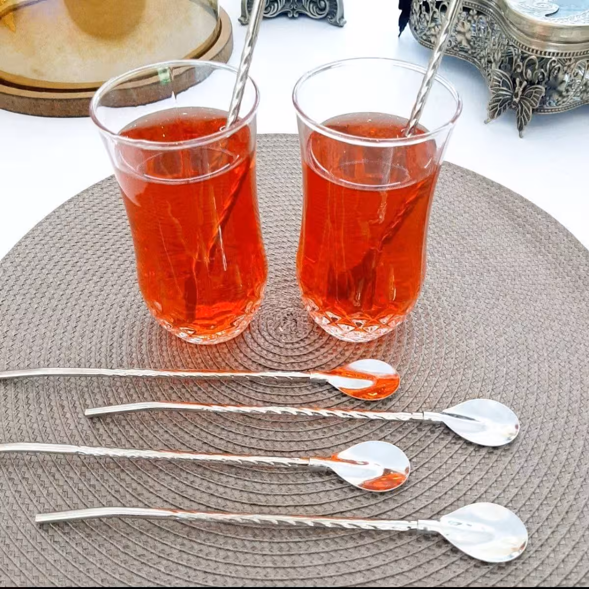 نی شربت قاشقی استیل بسته ایی