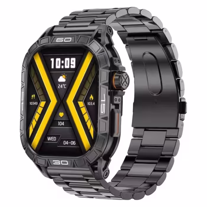 ساعت هوشمند مدل K63-GenuineEdition دارای قابلیت های صفحه نمایش رنگی، صفحه نمایش لمسی، کنترل موسیقی، کنترل سطح اکسیژن خون، قابلیت مکالمه از طریق بلوتوث، پشتیبانی از زبان فارسی، قابلیت تغییر تم، بند فلز | کالا مکس