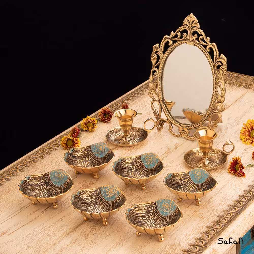 ست هفت سین برنجی میناکاری کد 1053