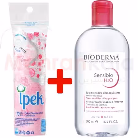 محلول میسلار بایودرما مدل Sensibio حجم 500 میلی لیتر پد ایپک 70 عددی