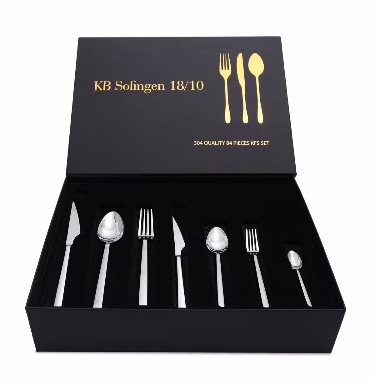 سرویس قاشق و چنگال 12 نفره 84 پارچه برند KB SOLINGEN اصل آلمان (‌ نقره‌ای )