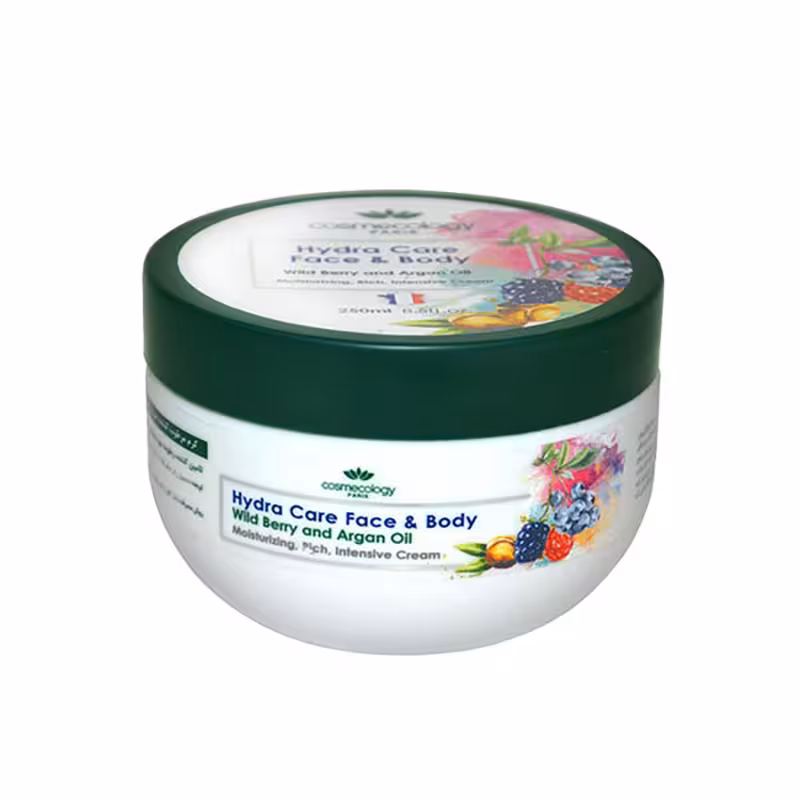 کرم مرطوب کننده صورت و بدن کاسمکولوژی حاوی روغن آرگان و تمشک حجم 250 میل