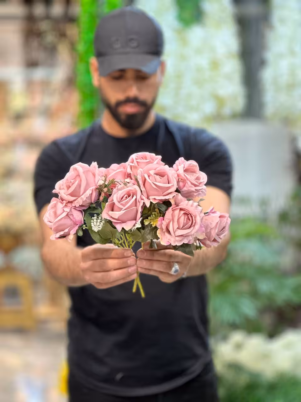 بوته گل رز 5 گل سایز کوچک یاسی