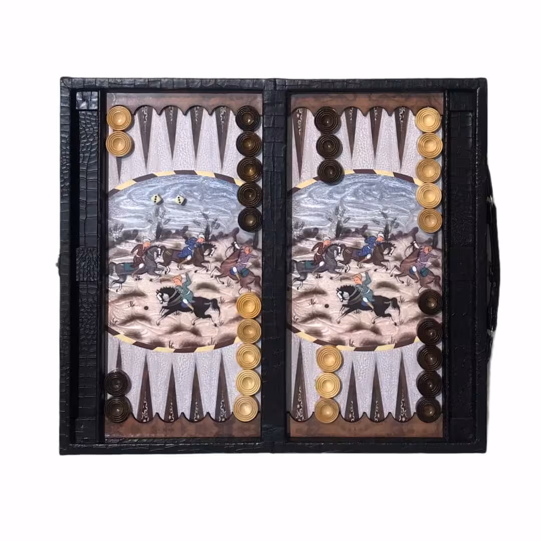 تخته نرد چرم چوگان جا مهره دار