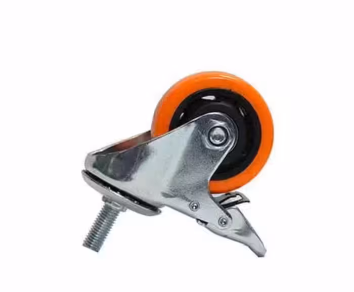 چرخ صنعتی نارنجی پیچی ترمزدار سایز 10 با متزیال خارجی و انحصاری گروه صنعتی چرخش آریا