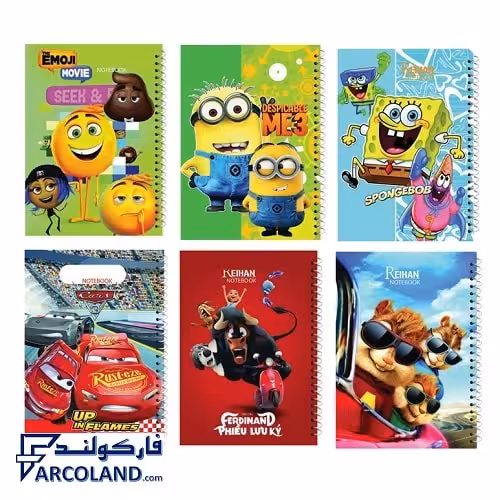 دفتر خط دار سیمی 80 برگ جلد طلقی مدل فانتزی پسرانه (فنری مشق)