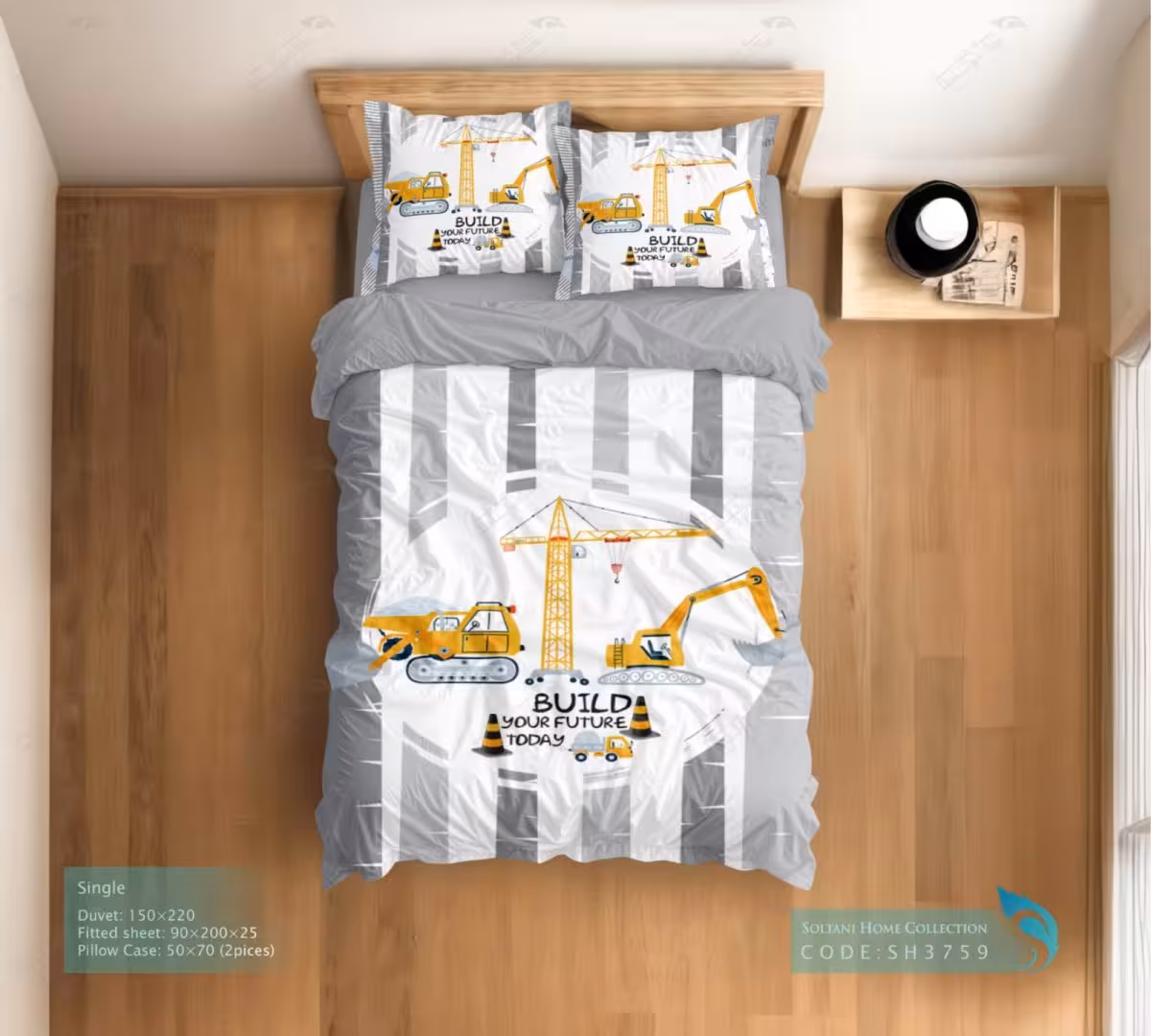 روتختی و ست کامل طرح ساخت و ساز سایز یکنفره کد SH3759