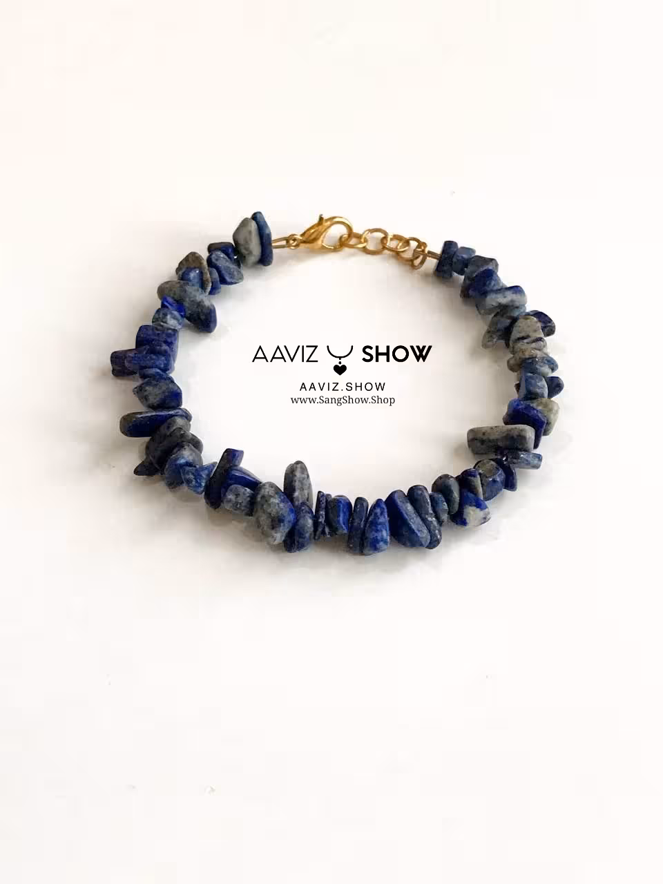 دستبند سنگ لاجورد افغانستان اصل با متریال فنری و قفل استیل D11