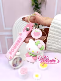 سرکلیدی کیتی کلاه هلویی صورتی کیف مدرسه