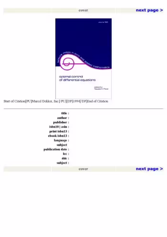 خرید و دانلود نسخه کامل کتاب Optimal Control of Differential Equations