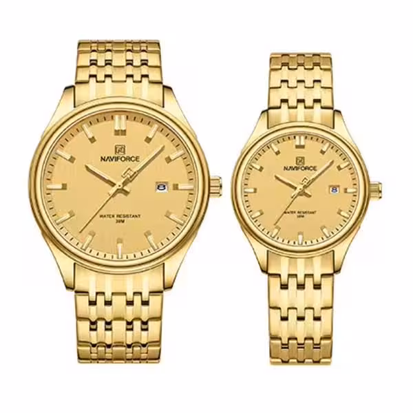ست ساعت مچی عقربه ای زنانه و مردانه نیوی فورس مدل NF8039LG  GGG