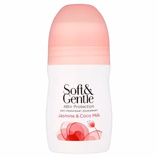 رول ضد تعریق زنانه سافت اند جنتل با یاس پنبه ای و شیر کوکو حجم 50 میلی