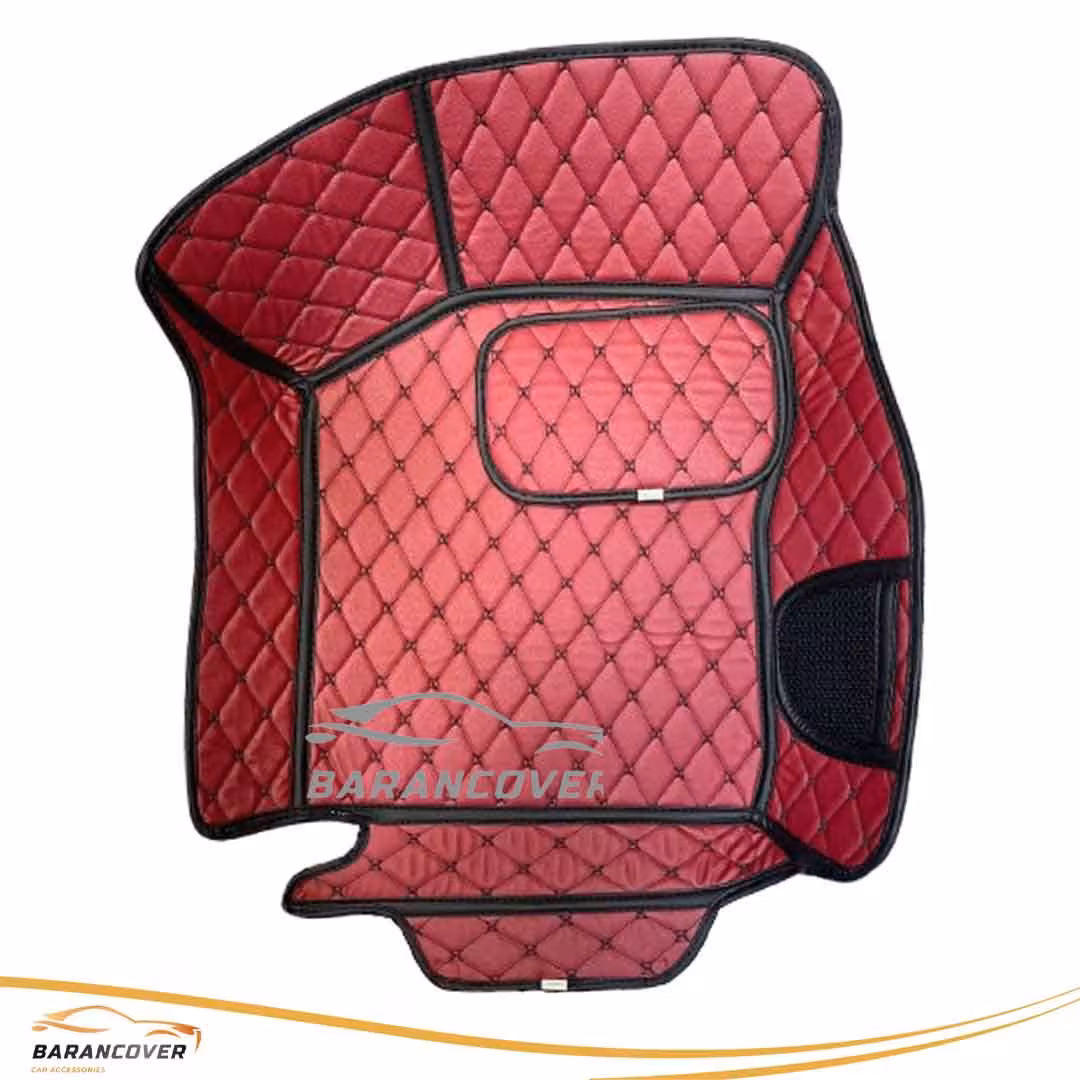 کفپوش گلدوزی 6 بعدی پراید 111 رنگ زرشکی