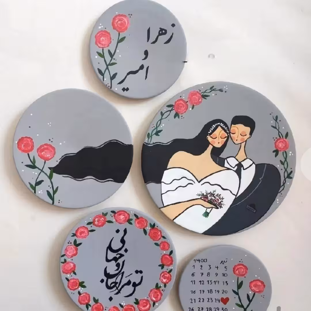 نقاشی طرح ازدواج دیواری مجموعه پنج عددی