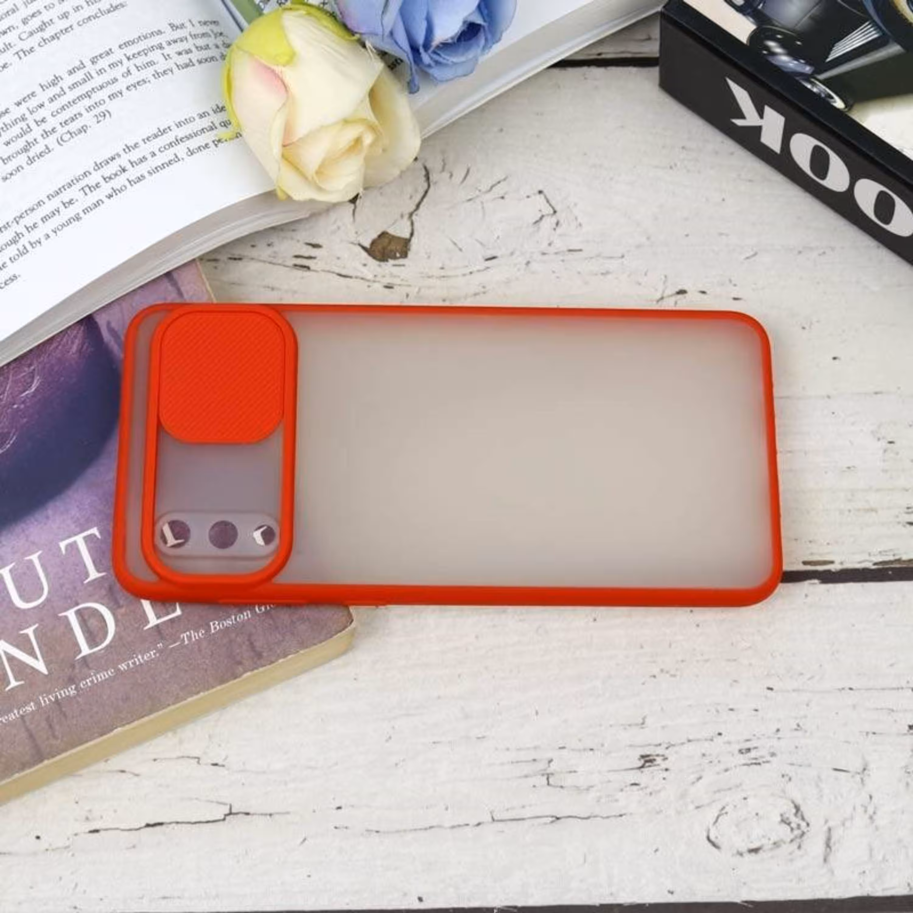 گارد PC مات محافظ لنز دار کشویی Samsung A02 قرمز