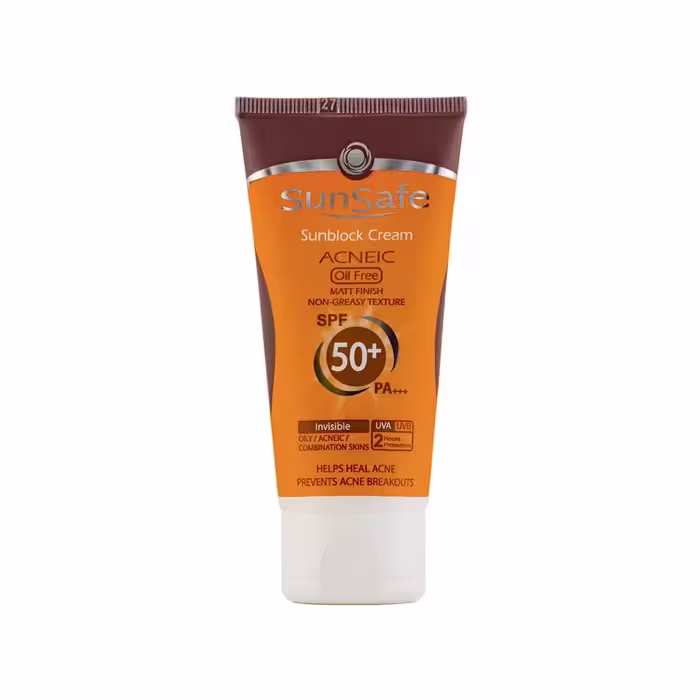 کرم ضد آفتاب SPF50 فاقد چربی سان سیف بی رنگ
