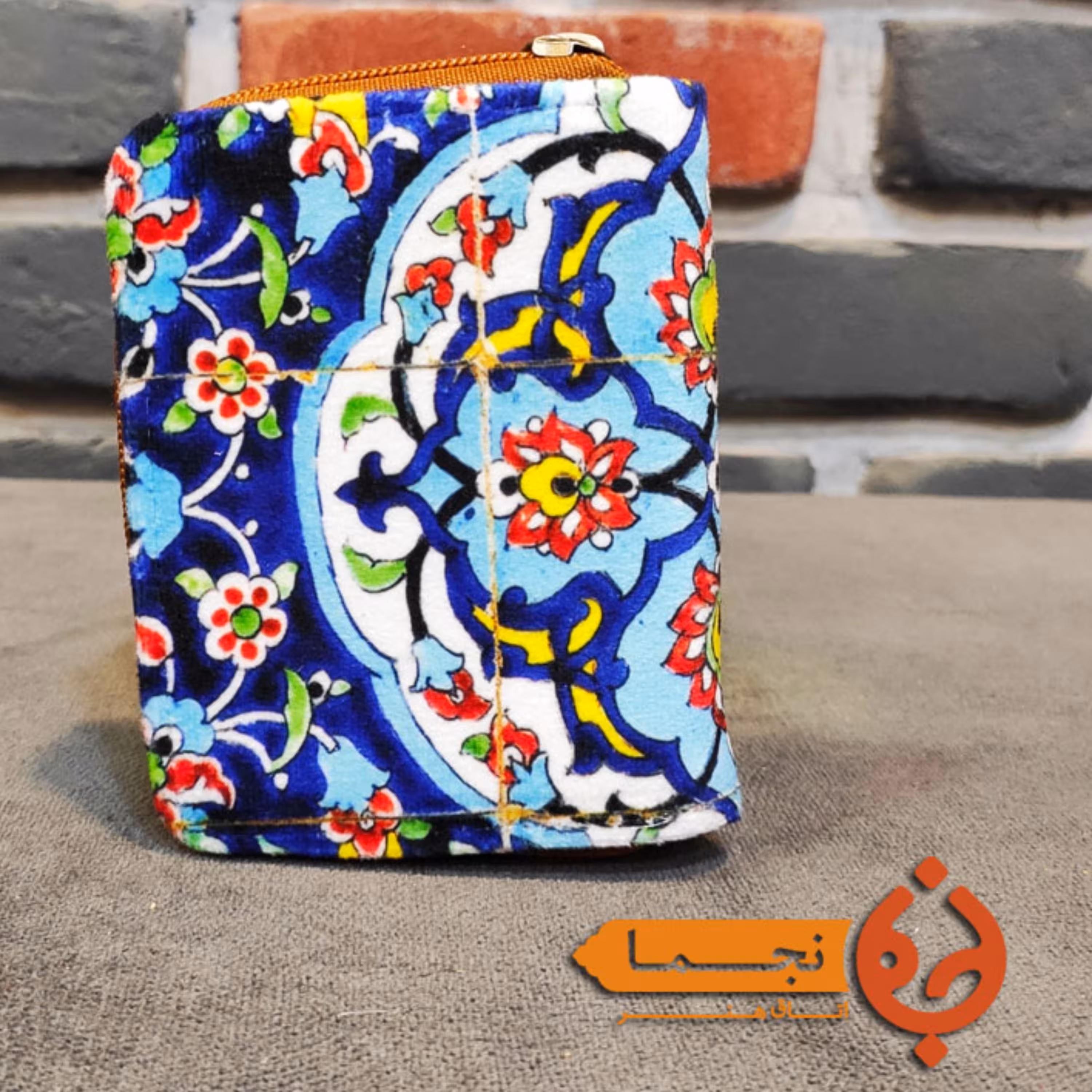 جا کارتی دور زیپ مخمل کوبیده و چرم مصنوعی طرح سنتی 02