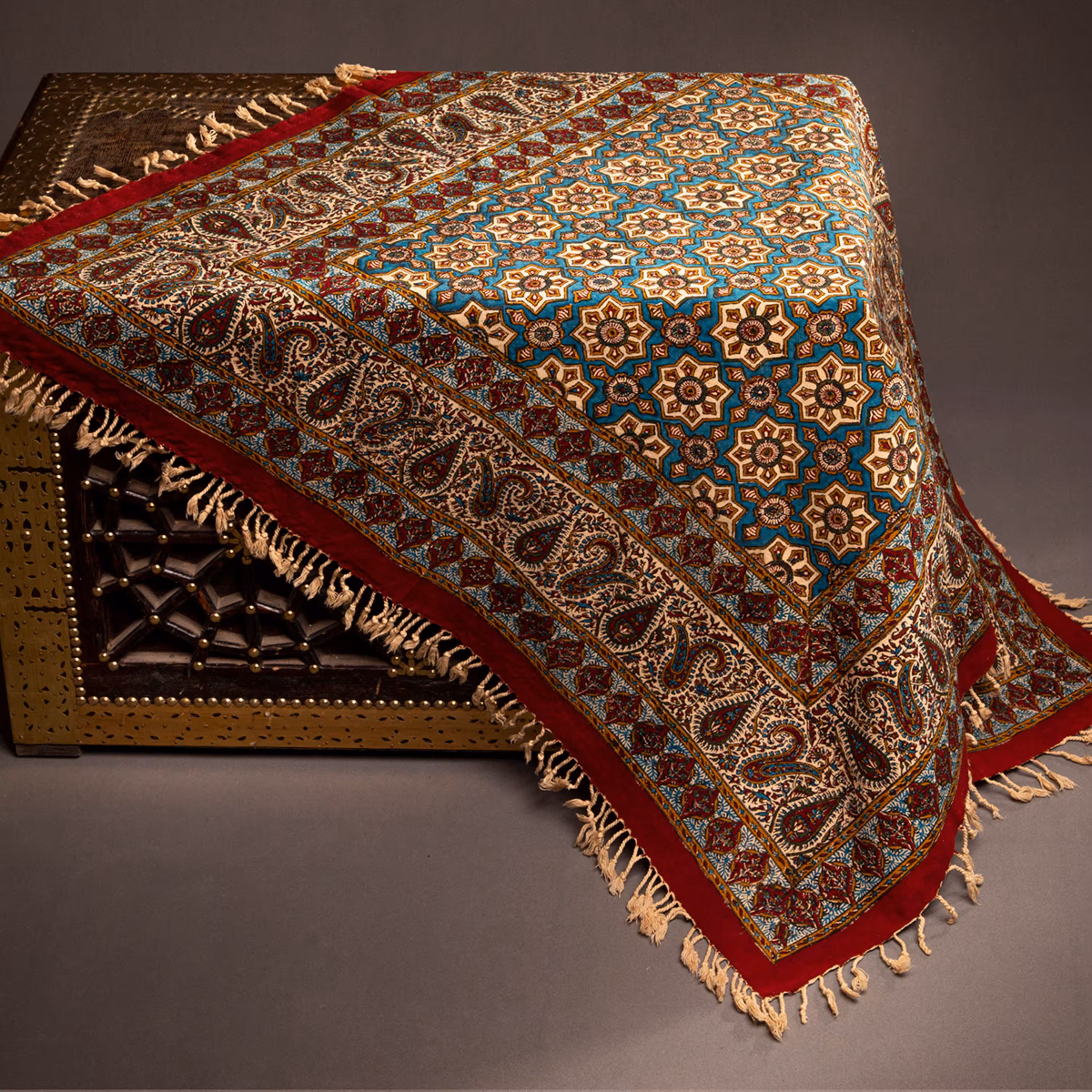 رومیزی قلمکار طرح خاتم کیفیت اعلا سایز یک متری