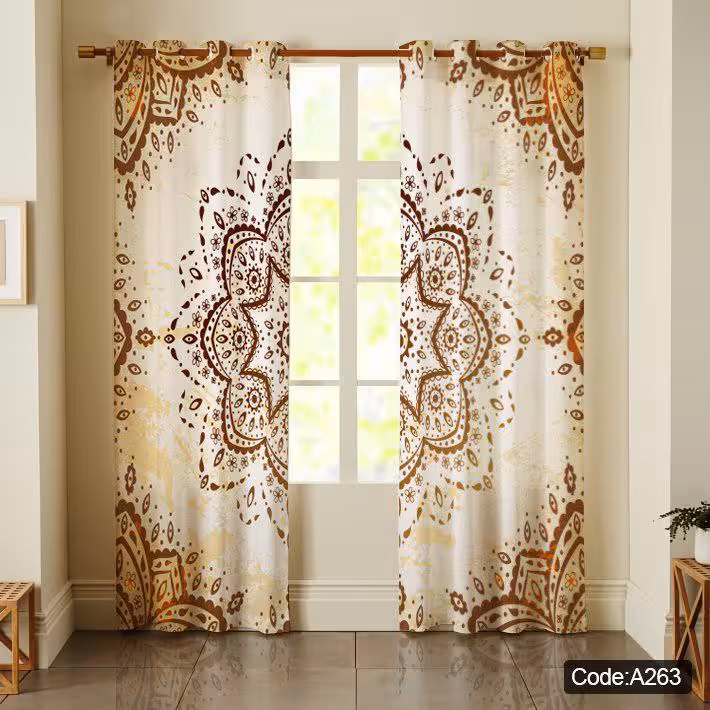پرده پانچی چاپی کد A263   یک پنل حریر پانچی رایگان