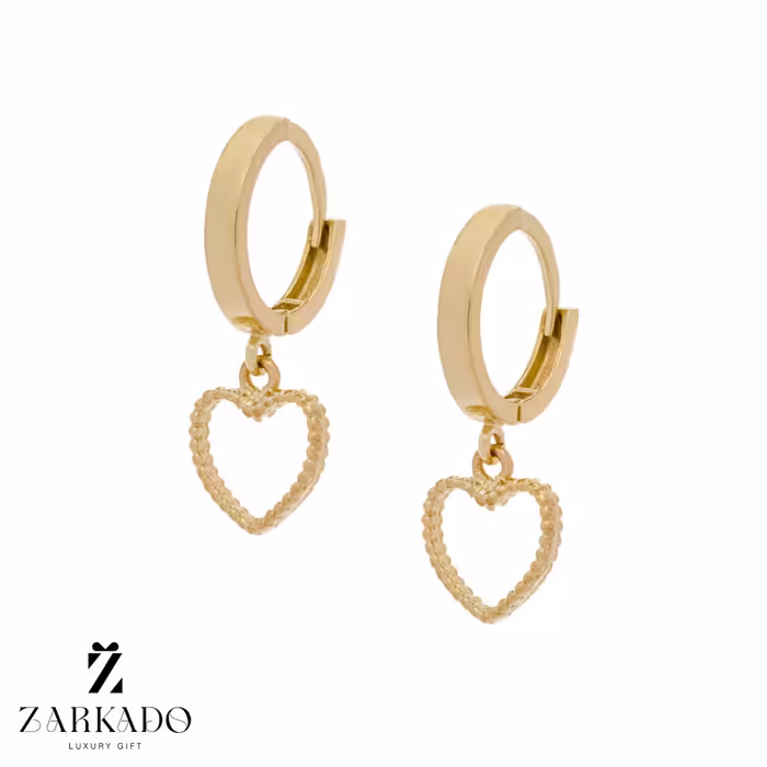 گوشواره حلقه ای آویز دار طرح قلب کد E24925