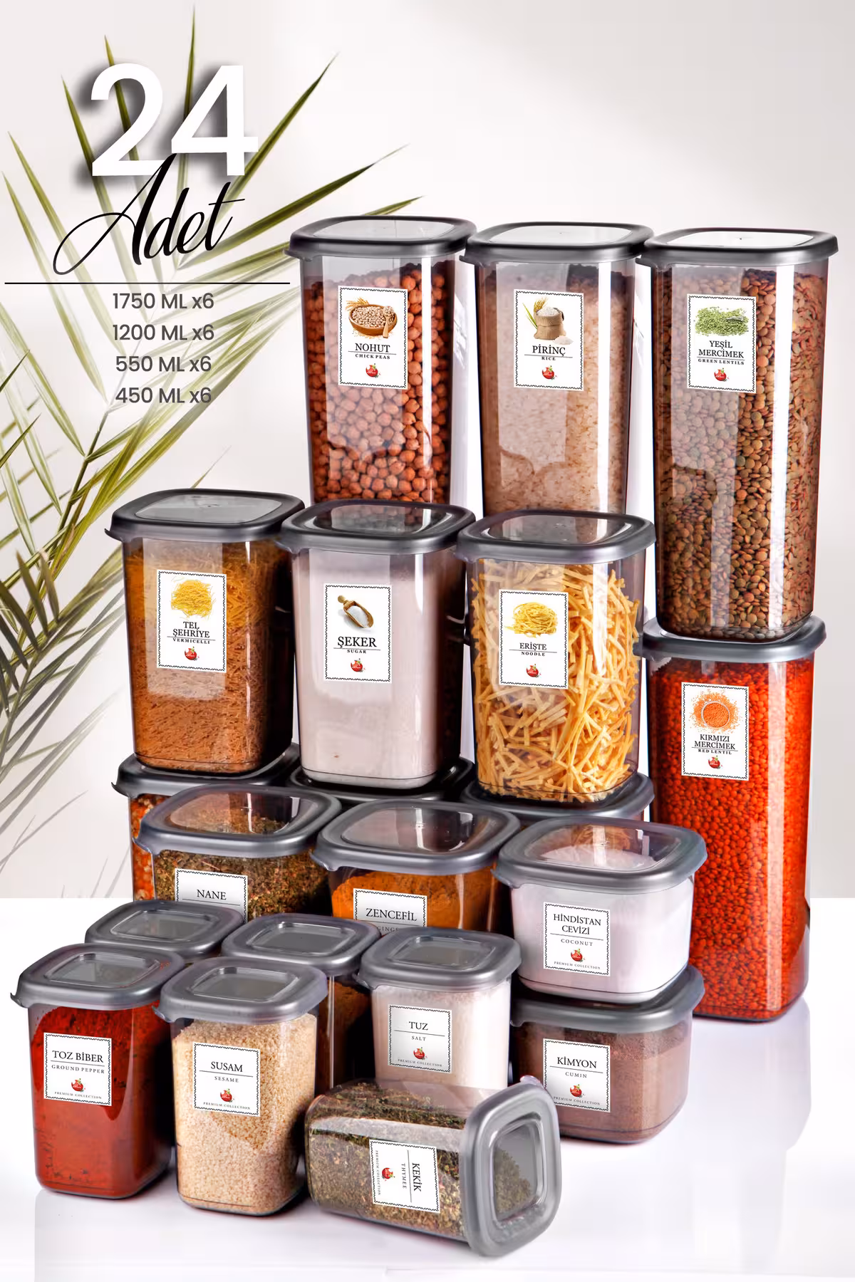 ست 24 تکه ظروف نگهداری حبوبات کیچن لایف کد MCH009691