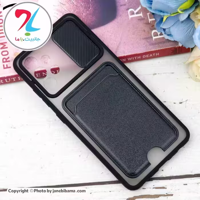 قاب PC مات محافظ لنزدار کشویی جاکارتی دار Samsung A32 4G - مشکی