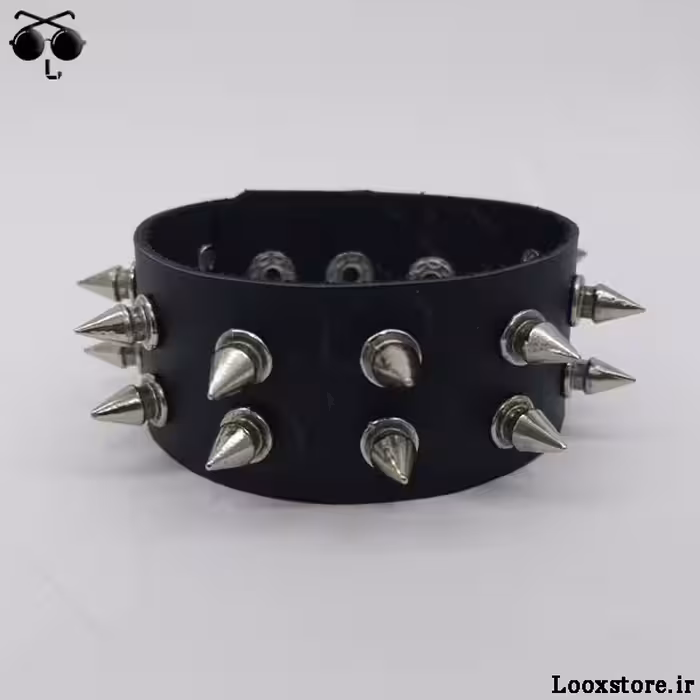 دستبند گنگ اسپایک دار دو ردیف فلزی