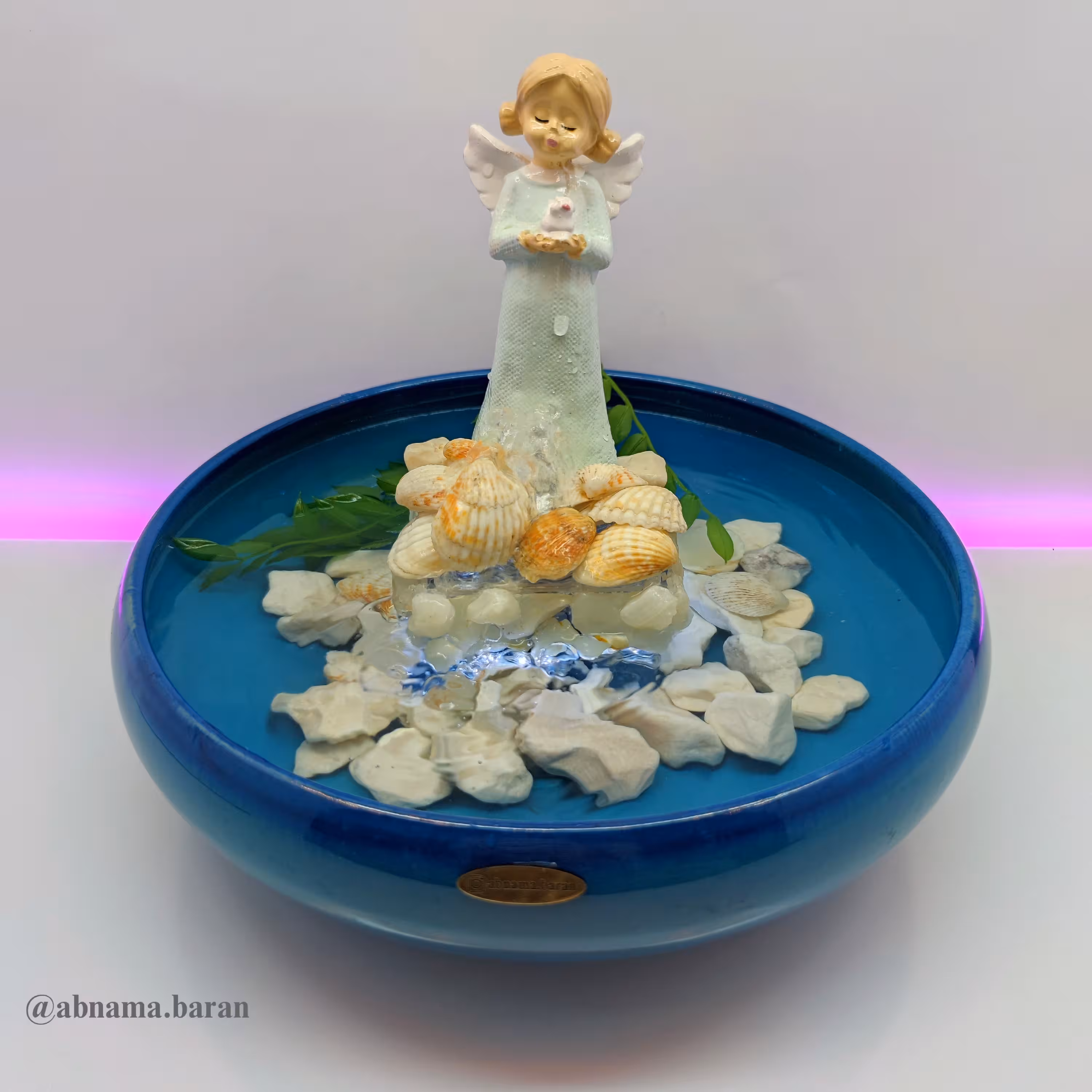 آبنما رومیزی دست ساز طرح آرامش با نور مهتابی