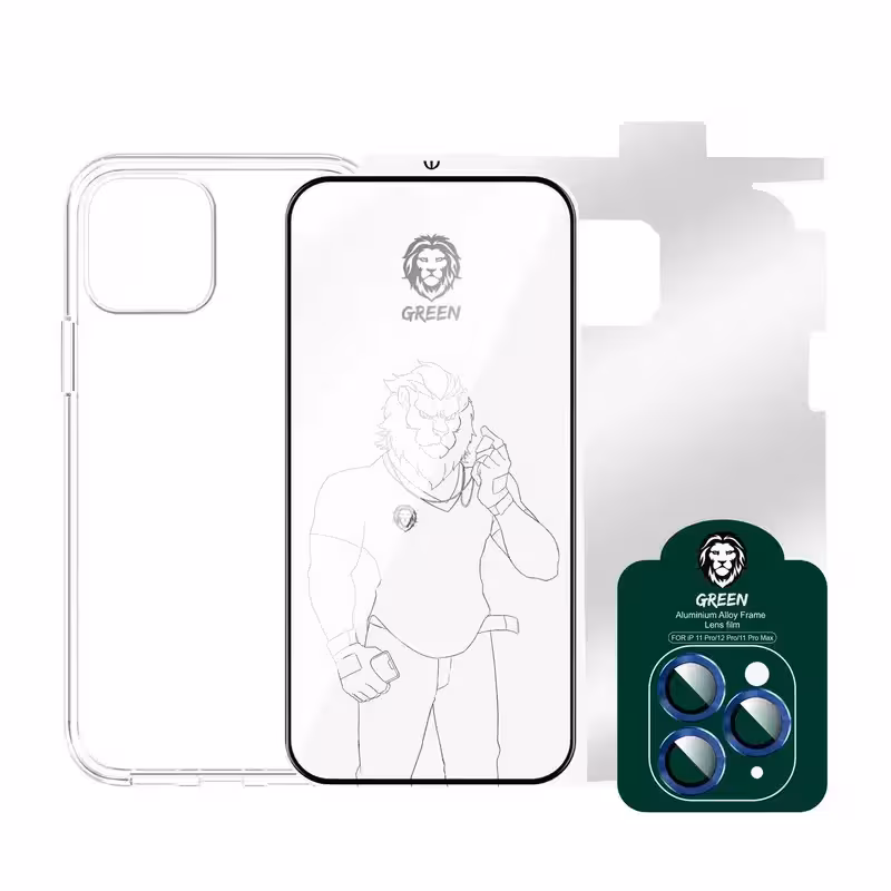 محافظ صفحه نمایش گرین مدل 4in1 مناسب برای گوشی موبایل اپل iPhone 13 Pro max به همراه محافظ پشت گوشی و محافظ لنز دوربین و کاور