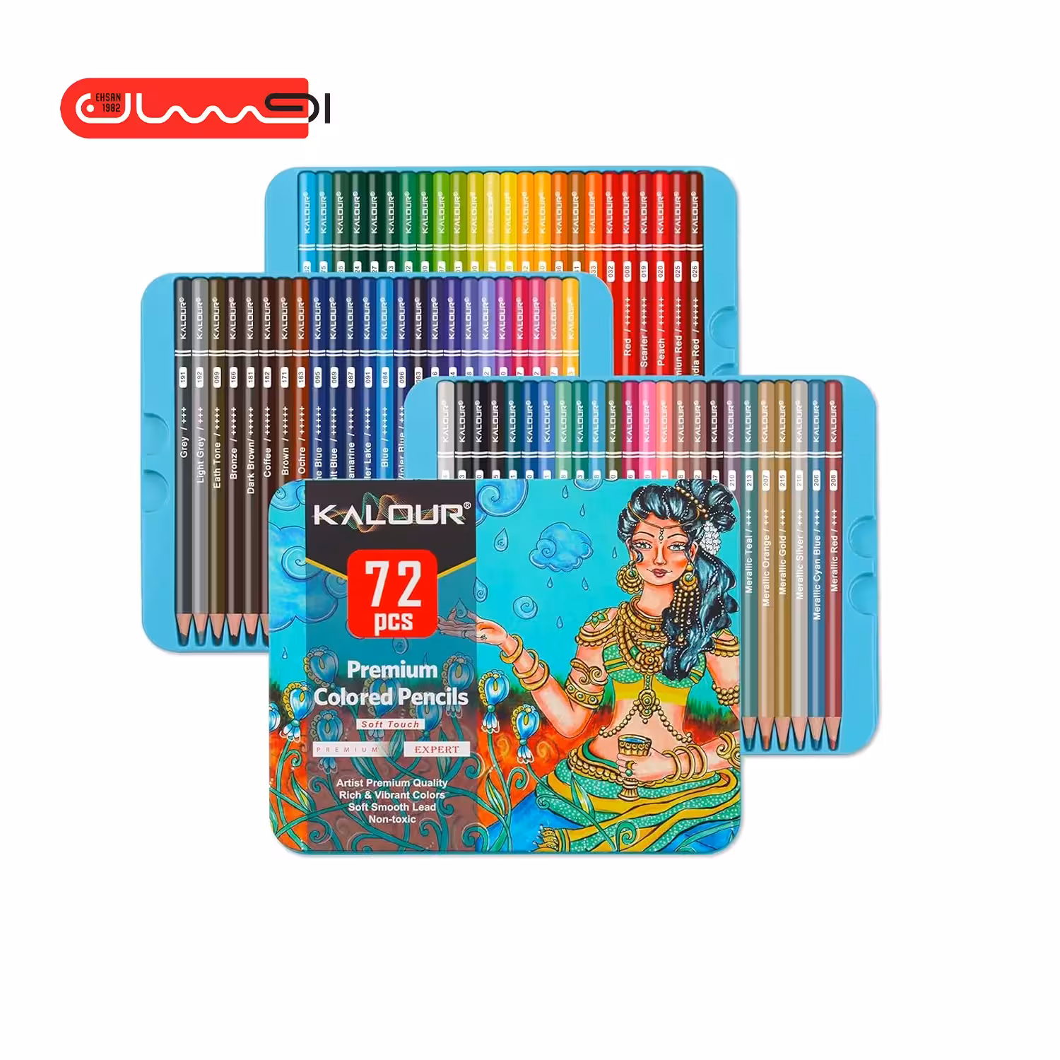 مداد رنگی 72 رنگ جعبه فلزی KALOUR