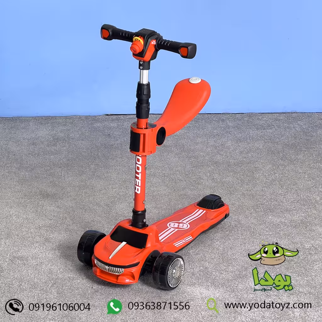 اسکوتر صندلی دار کودک طرح ماشین رنگ قرمز