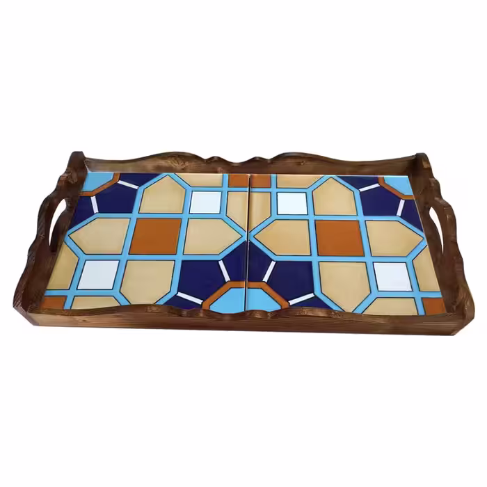 سینی چوبی طرح کاشی