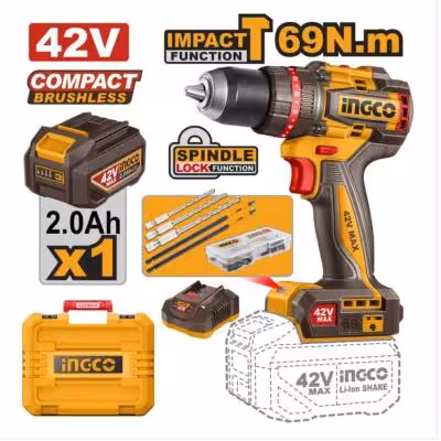 دریل شارژی اینکو 42 ولت مدل CIDLI426981