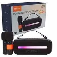 اسپیکر بلوتوث شارژی RGB  بهمراه 2عدد میکروفون Porodo Soundtec Speaker with Dual Microphone GALA