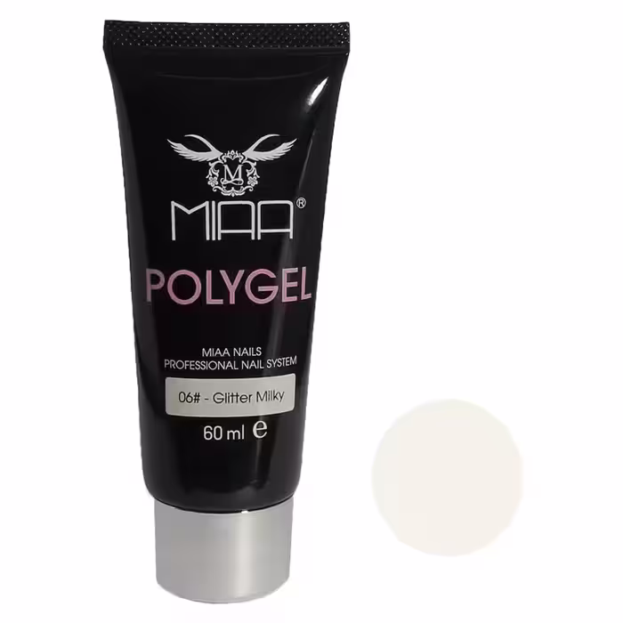 پلی ژل کاشت ناخن میا مدل Glitter milky 06 حجم 60 میلی لیتر