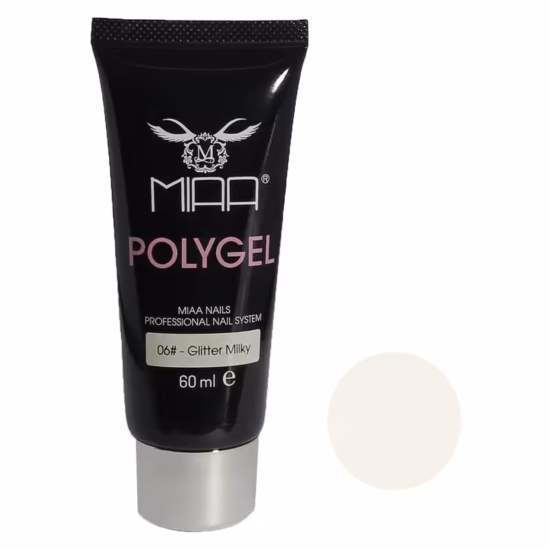 پلی ژل کاشت ناخن میا مدل Glitter milky 06 حجم 60 میلی لیتر