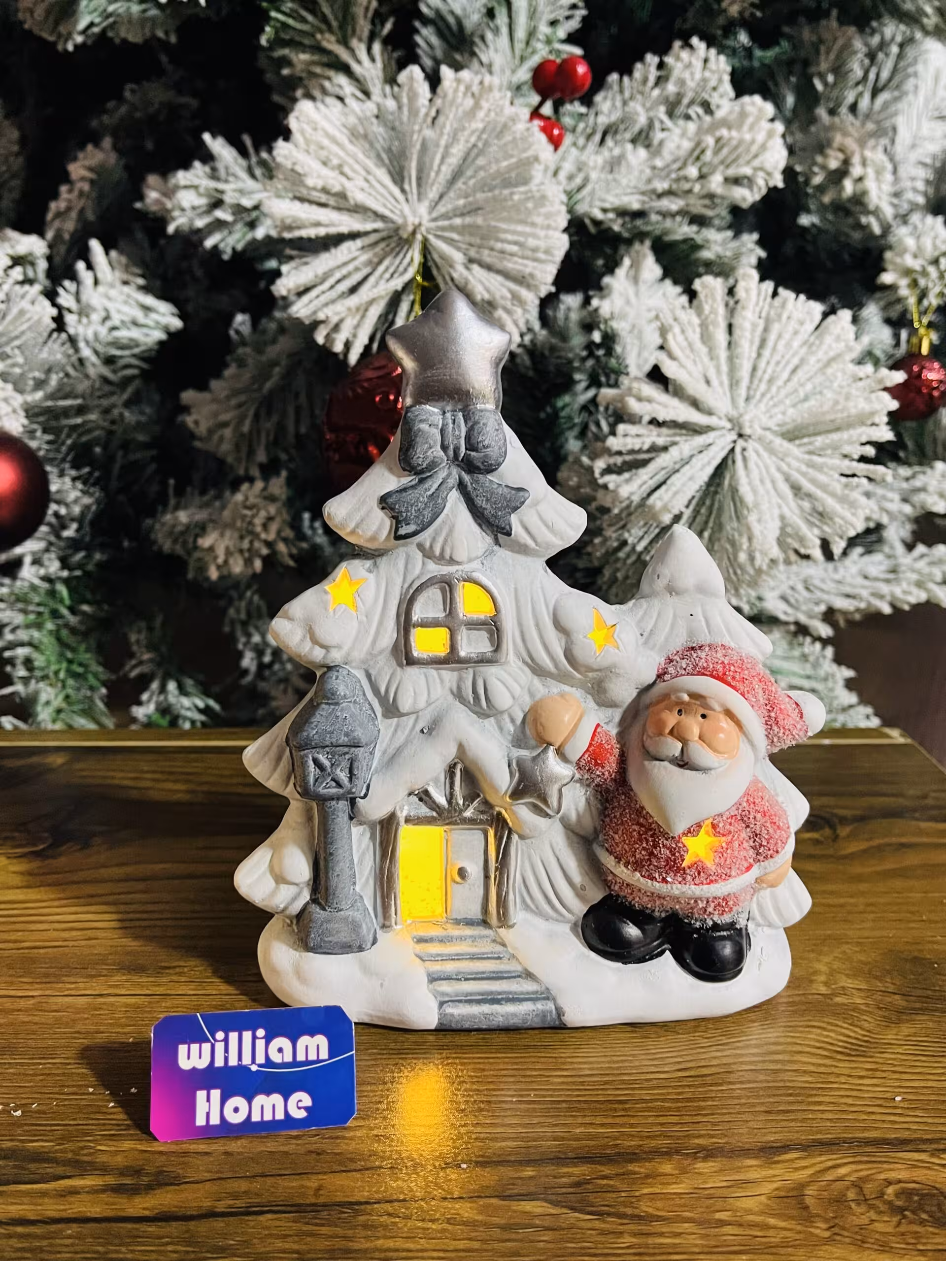 دکوری چراغدار بابانوئل و کلبه برفی Copy 15042