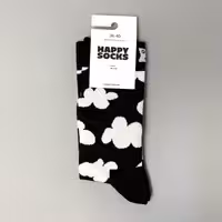 جوراب ساقدار هپی ساکس طرح مشکی ابر