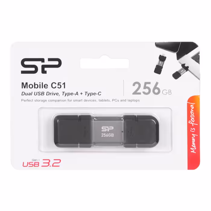 فلش مموری Silicon Power Mobile C51 Dual USB3.2 Type-C Flash Memory-256GB