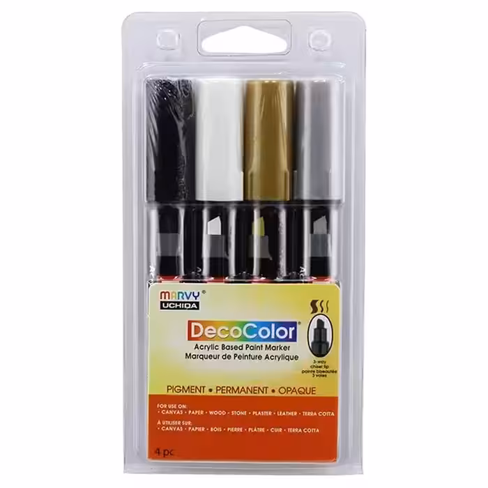 ماژیک اکریلیک یوشیدا 4 رنگ (طلایی - سفید - نقره ای - مشکی)