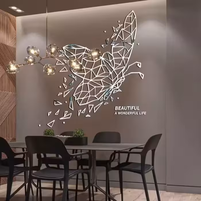 اینه دکوراتیو پدیده پلاس مدل پروانه سایز یک مترو چهل سانتی متر