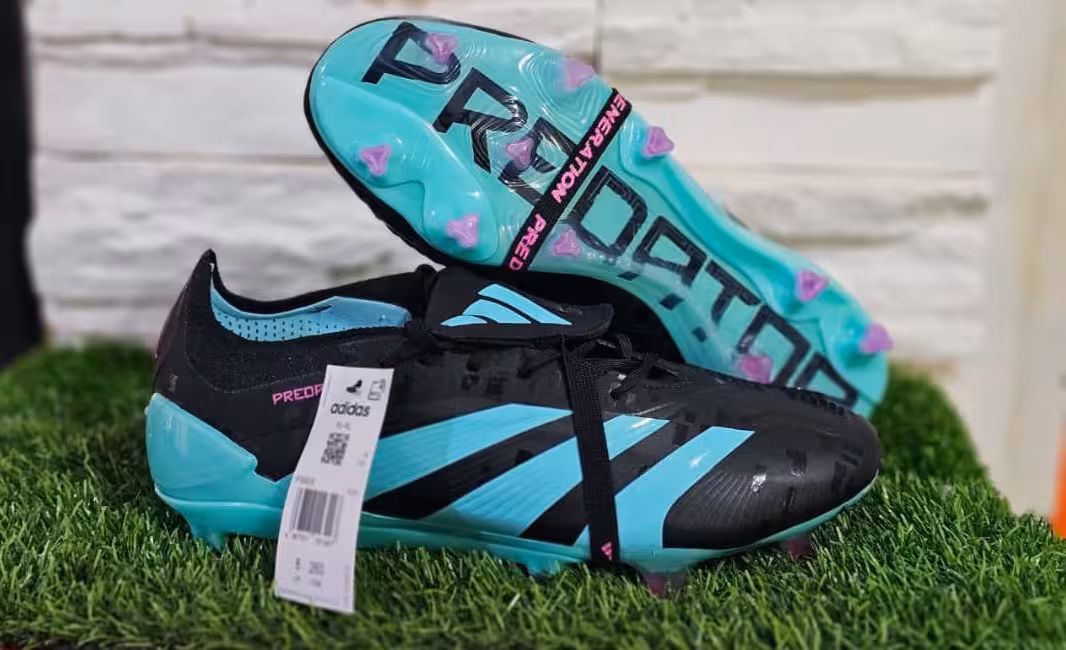 کفش فوتبال آدیداس پریدیتور مشکی و آبی فیروزه Adidas Predator Elite FG SE