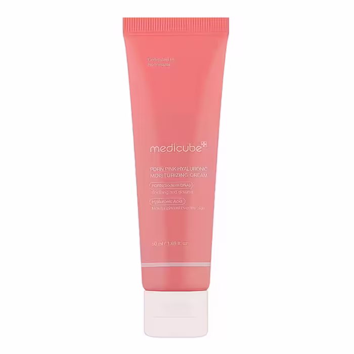 کرم مرطوب کننده هیالورونیک مدی کیوب مدل Medicube PDRN Pink Hyaluronic Moisturizing Cream مناسب انواع پوست حجم 50 میل