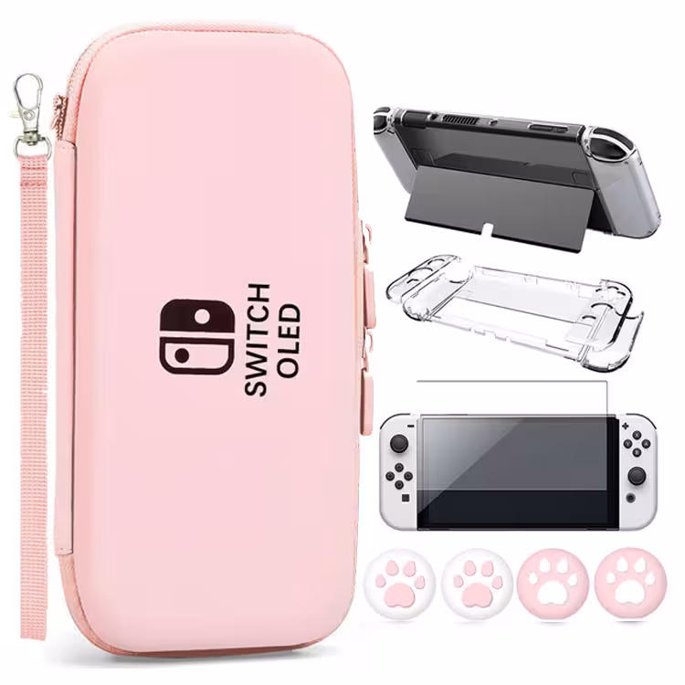 VGBUS 7-in-1 Accessory Case for Nintendo Switch OLED – Pink