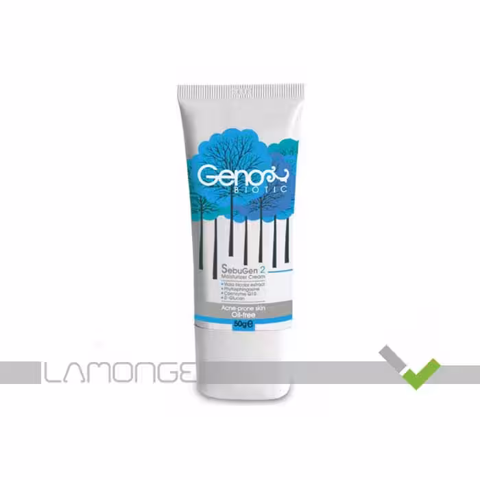 کرم رطوبت رسان صورت ژنوبایوتیک مدل SebuGen 2 مناسب پوست مستعد آکنه حجم 50 گرم